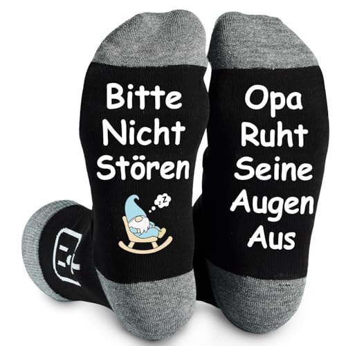 HUEGLO Vatertagsgeschenk für Opa Lustige Geschenke für Männer Herren Vater Damen Weihnachten Witzige Lustige Socken Geburtstagsgeschenk Ideen Frauen Geschenke Funny Socks Vatertag Männertag (OPA)