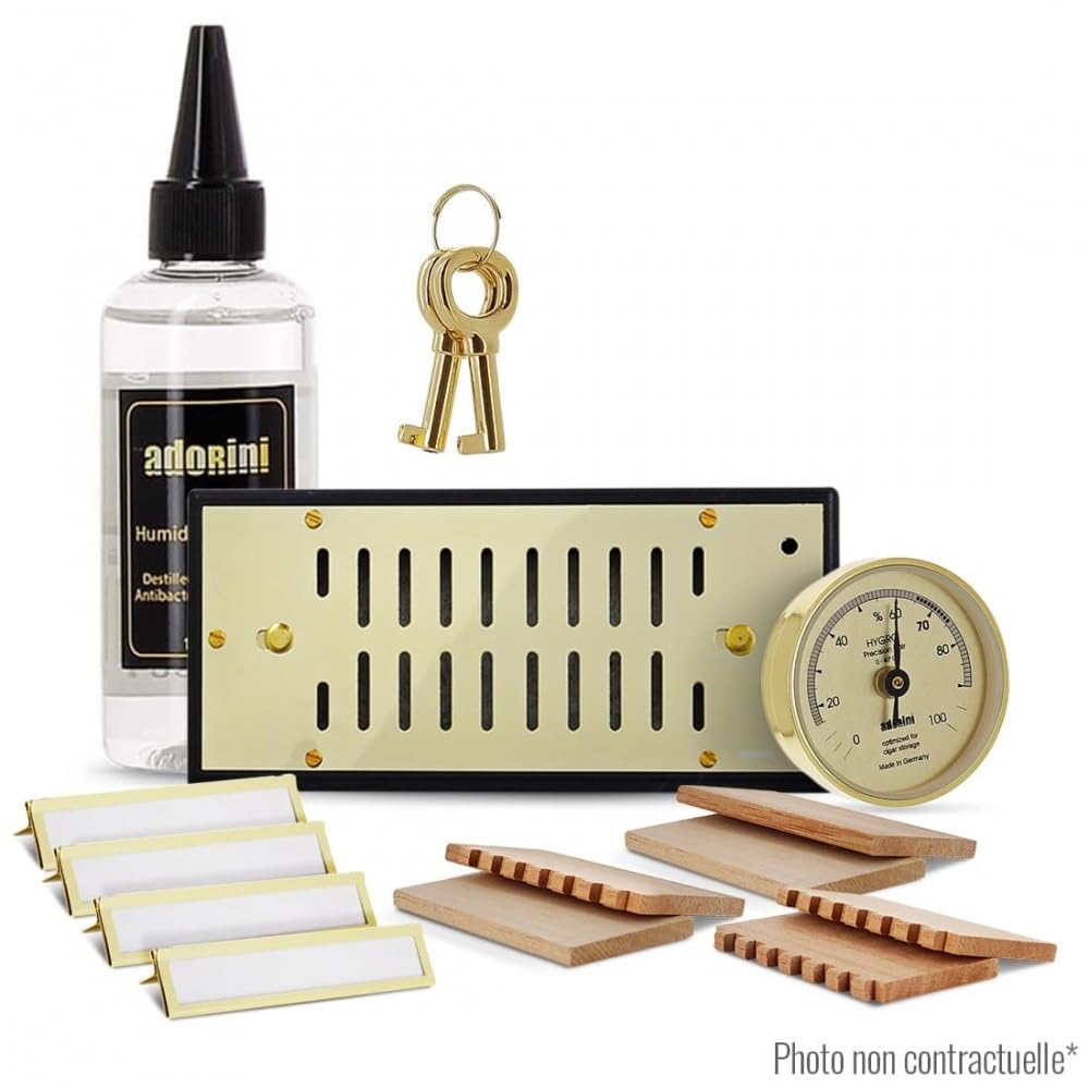 adorini Humidor Santiago - Deluxe | Conservazione dei sigari con umidificatore e igrometro - fino a 150 sigari - Marrone - GARANZIA A VITA -
