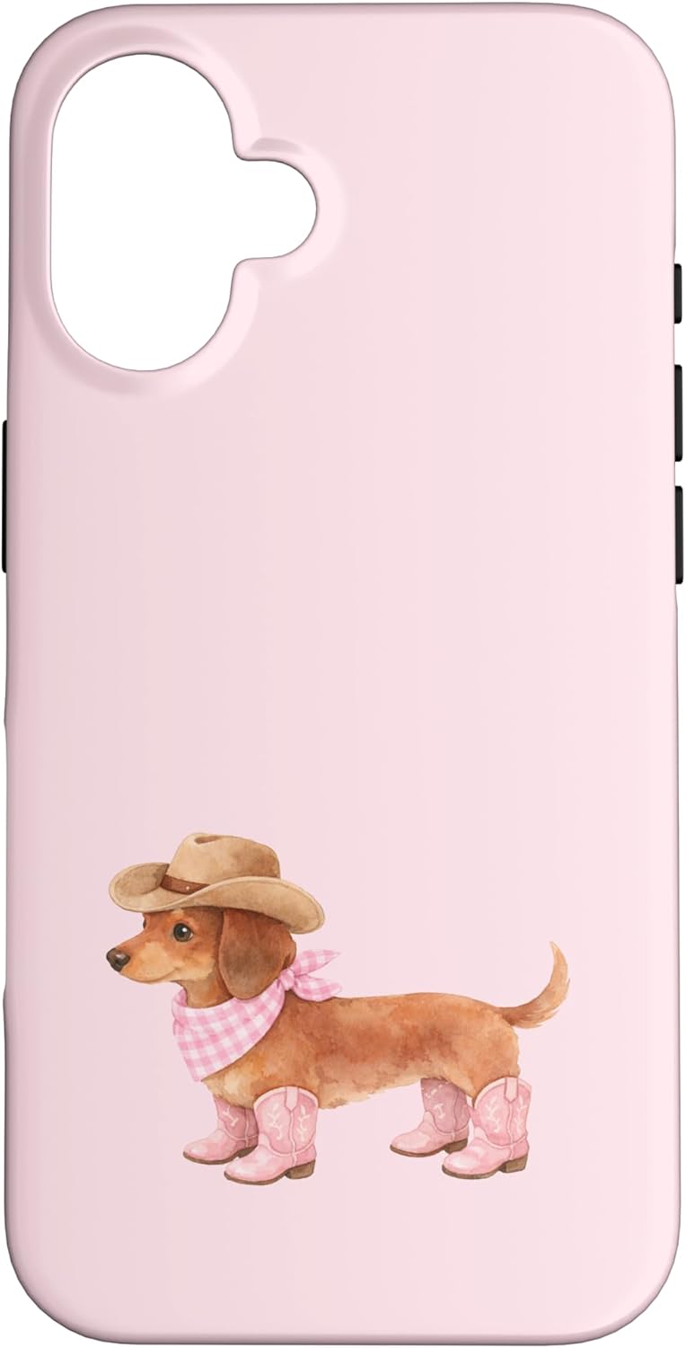 Watercolor Cowgirl Dachshund Pink Western Cowboy Southern Case for iPhone 16