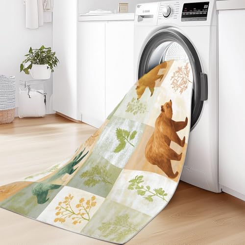 Tapis blanc a poil ras doux et facile a nettoyer pour cuisine et salon