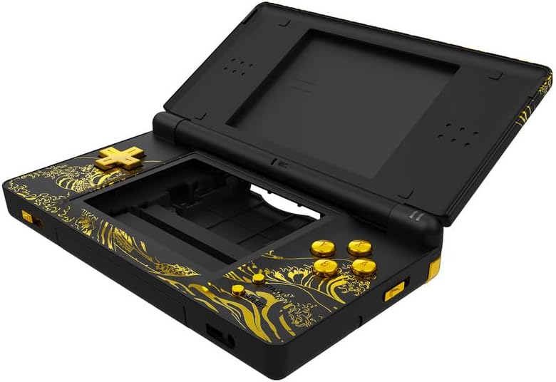 eXtremeRate Replacement Full Housing Shell for Nintendo DS Lite, Custom Handheld Console Case Cover with Buttons, Screen Lens for Nintendo DS Lite NDSL - The Great Golden Wave Off Kanagawa - Black - Image 4