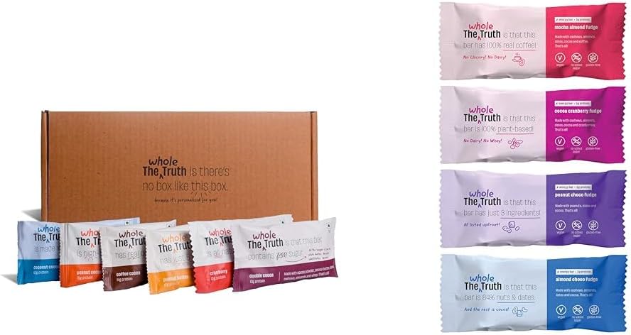 The Whole Truth - Protein Bars, Pack of 12&The Whole Truth - Energy Bars - Fudge All! | Pack of 6 x 40g