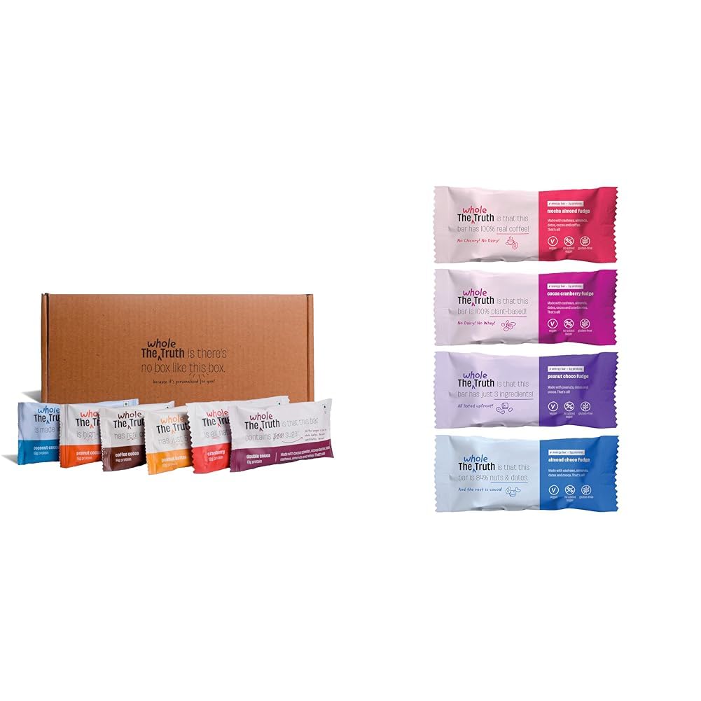 The Whole Truth - Protein Bars, Pack of 12&The Whole Truth - Energy Bars - Fudge All! | Pack of 6 x 40g