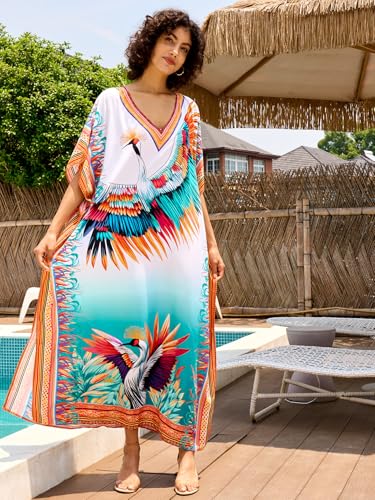 Image of NFVNKJ Women's Plus Size Beach Lounge Kaftan Maxi Dress Swimsuit Coverup for Women