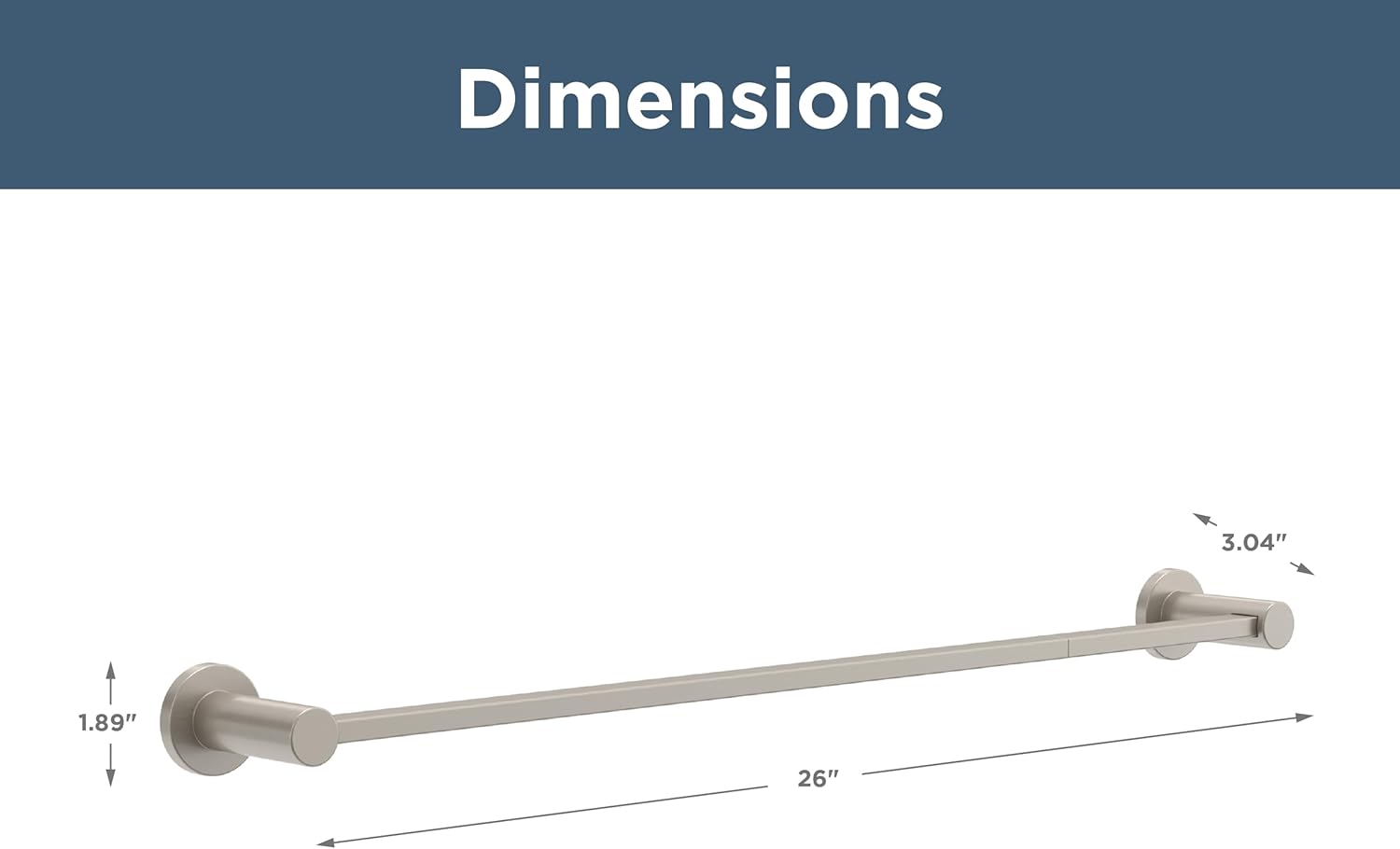 Franklin Brass Kildare (1-Pack) 18'' Towel Rack w/ 6" Extender for Bathroom Satin Nickel Towel Bar for Bathroom Wall Mounted Towel Holder Rod KLD26-SN - Image 2