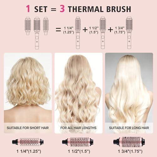 NONK 3-in-1 Interchangeable Curling Iron & Thermal Brush Set, 1.25鈥 1.5鈥 1.75鈥 Large Barre - image 2