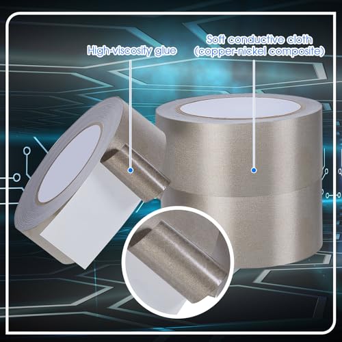 Image of Amylove 3 Roll Double Conductive Fabric Tape Cloth Conductive Adhesive Tape Roll(2in x 65ft)
