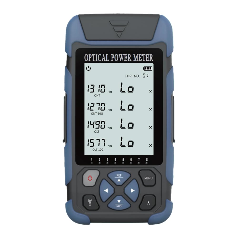 Elfcam® - Przenośny multimetr optyczny E-286 do sieci światłowodowych 10G PON GPON/EPON/XGPON z 1270nm 1310nm 1490nm i 1577nm, fotometr FTTx i OLT z VFL, zakres testowy: -40 dBm do +12 dBm