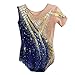Women's Rhythmic Gymnastics Leotards with Diamond, Girl's Short Sleeve Gymnastics Outfits for Competition(Large)