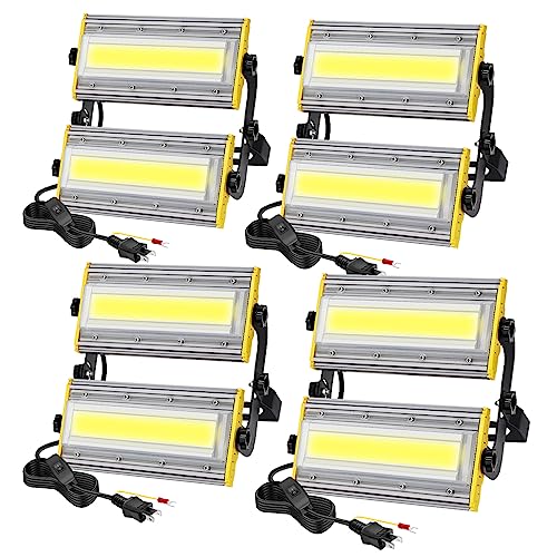 shineshare LED投光器 屋外 100W 作業灯 1750W相当 16500LM コンセント式 超薄型 防犯灯 玄関ライト 昼白色 80V-150V適用 IP67防水 角度調整ノブ 高輝度 3Mコード 廊下 倉庫 ガレージ 看板灯 BBQ 庭園 夜間作業 駐車場 【2Pプラグ】 4個セット