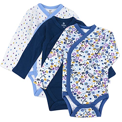 Image of HonestBaby unisex-baby 3-pack Long Sleeve Side-snap Kimono Bodysuits Organic Cotton for Infant Baby Boys, Girls, Unisex