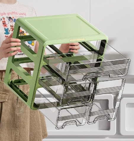 YURRO Caja de almacenamiento de escritorio de 1/2/3/4 capas de gran capacidad, organizador de suministros de escritorio, versátil caja de almacenamiento de cosméticos para oficina, hogar y escuela