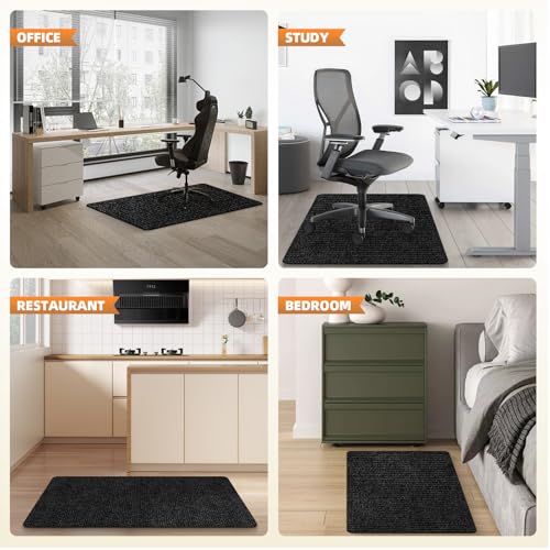 Image of Office Chair Mat for Hardwood and Tile Floor, Computer Chair Mat, Non-Slip Floor Protector Rug Carpet, Non-Curve, Under Desk Mat for Rolling Chair, Black(48 inchx36 inch)