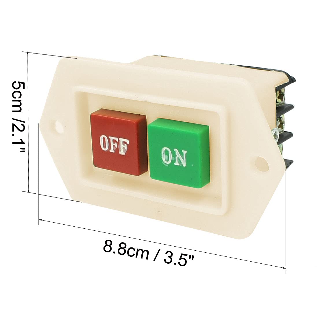 Sourcingmap LC3-5 On Off Start Stop Flush Mount Push Button Switch 2KW 380V AC, Red - Image 2