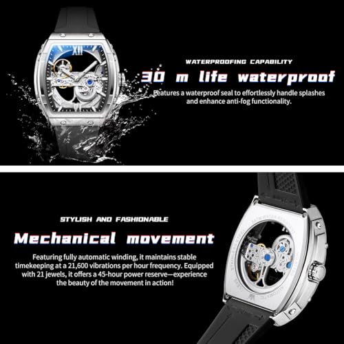 Image of OLEVS Skeleton Mechanical Watch Men Self Winding Luxury Business Dress Male Watch Wrist Watches Calendar White Watches
