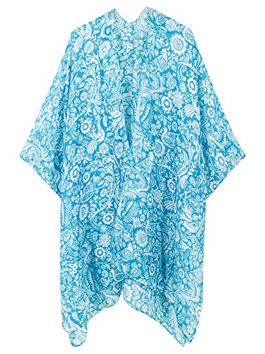 Image of Breezy Lane Women's Kimono Cardigan Summer Swimsuit Coverups Beach Cover Up with Floral Print for Vacation