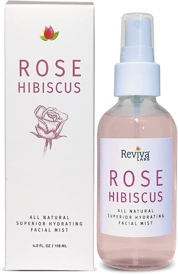 Reviva Labs All Natural Rose Hibiscus Hydrating Facial Mist, 4 Ounce