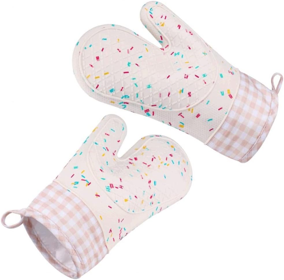 2pcs Baking Mitts Non-slip Heat-resistant Microwaved Kitchen Oven Gloves