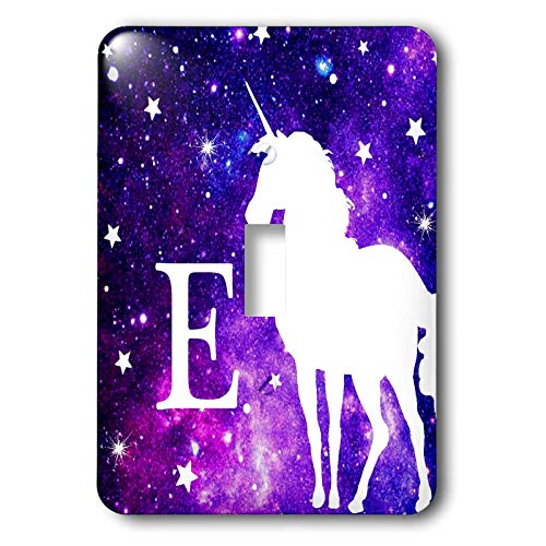 Interrupteur licorne lettre E pour chambre enfant espace violet et étoiles