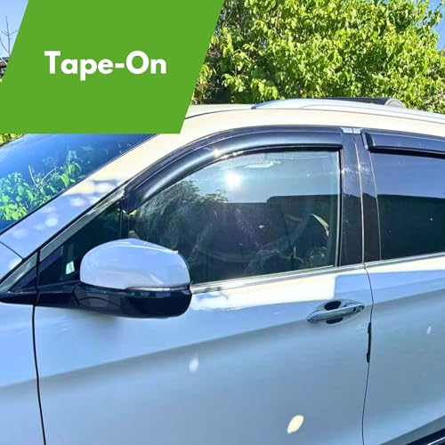 Image of IG Window Visor Compatible with Nissan Leaf 2010-2017, Tape-On Rain Guard Side Vent Deflector, 2010 2011 2012 2013 2014 2015 2016 2017