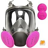 Yingorrs Reusable Full Face Respirator Mask Gas Masks Survival Nuclear and Chemical with Filter and Earplugs, Widely Used in Organic Vapor Gas, Paint, Dust, Chemical, Asbestos, Fume