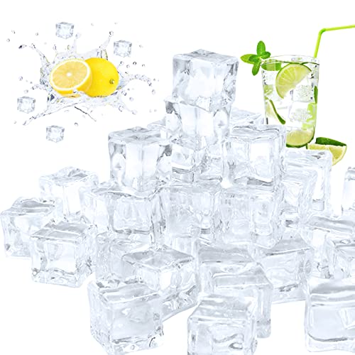 OJYUDD 100 Stück transparente künstliche Eiswürfel, Acryl, dekorative Eiswürfel, wiederverwendbare Kristall-Eissteine, künstliche Eiswürfel für Heimdekoration, Hochzeitsdekoration, Vasenfüller Cover