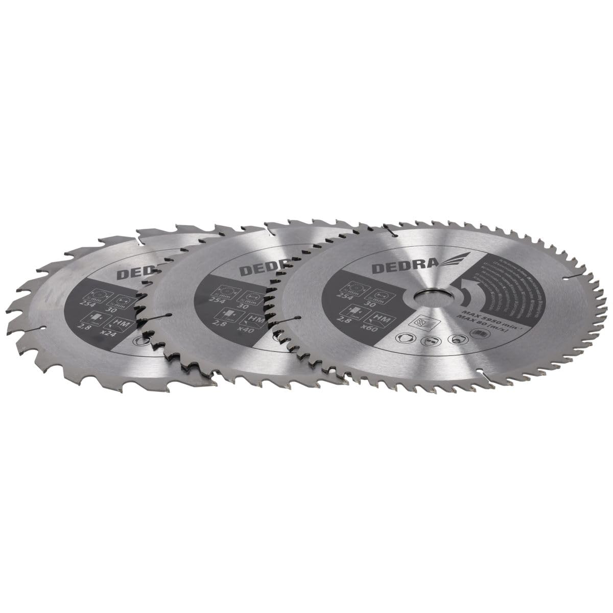 Dedra DED7754T3 Sierra de mesa para madera, cepilladora, sierra circular 2000 W, hoja de sierra de 254 mm, con tres discos incluidos, 4800 rpm, grosor máximo de corte 87 mm, sierra circular de mesa