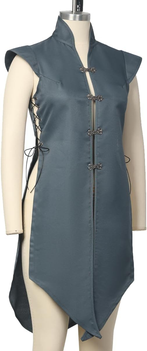 Medieval Renaissance Vest for Women,Viking Sleeveless Long Jacket Vintage Tailcoat Jacket Halloween Costume - Image 3
