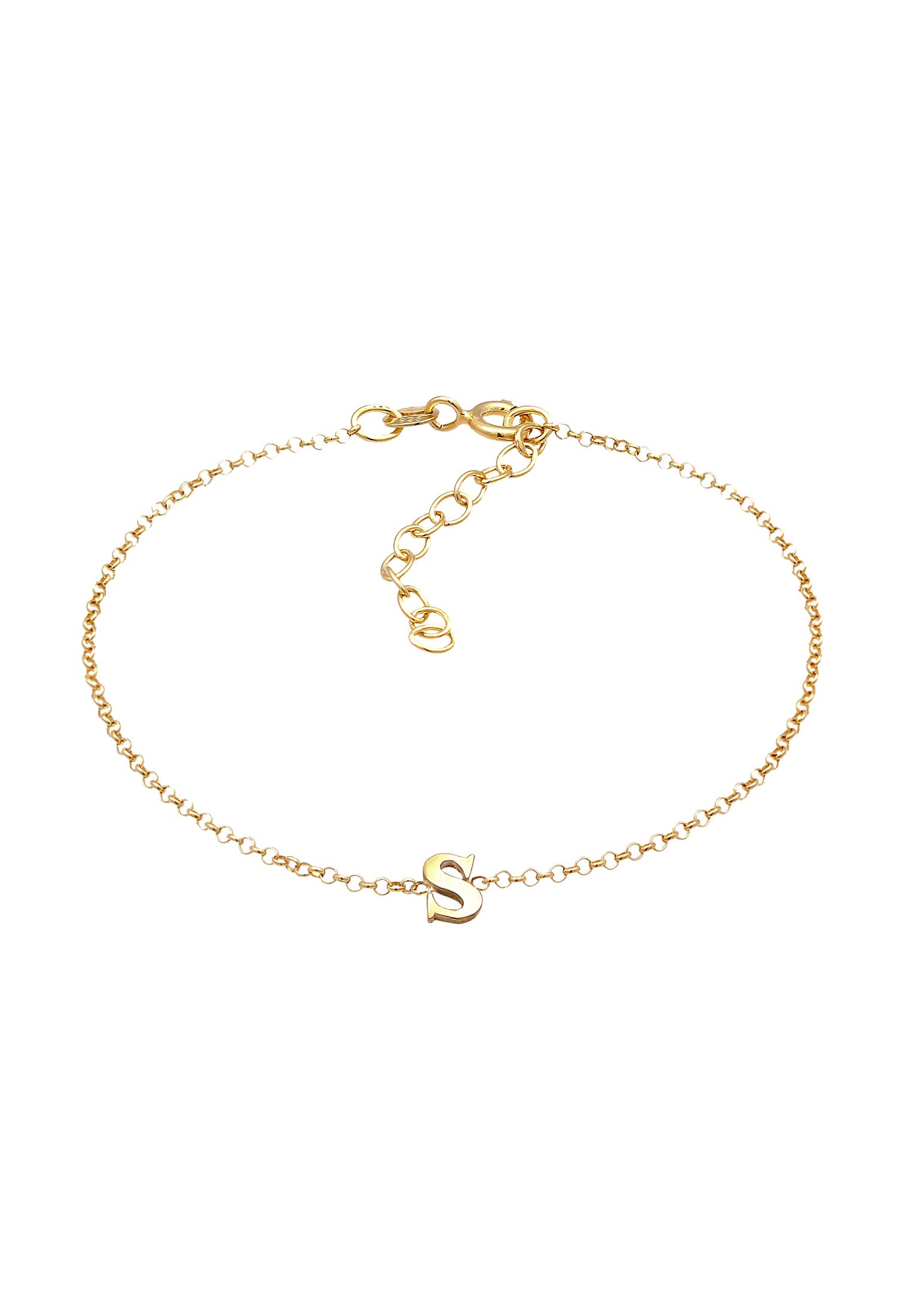 Elli Bracelet Ladies Pendant Letter S Basic In 925 Sterling Silver Gold Plated
