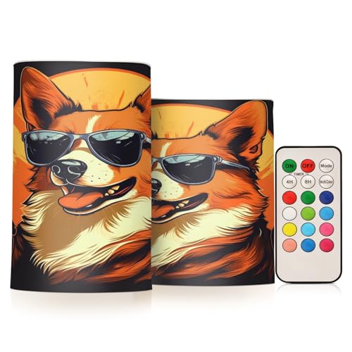 ALAZA Dog (61) Flickering Flameless Candles Battery Operated with Remote Timer,Tea Light Candles LED Pillar Votive Candles Set of 2 for Outdoor Indoor Decorations