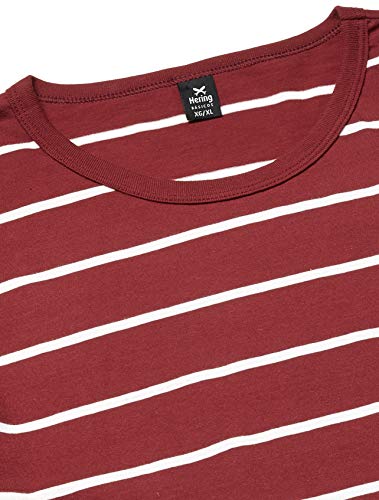 Camiseta Básica Listrada, Hering, Feminino, Vermelho/Off, XXG