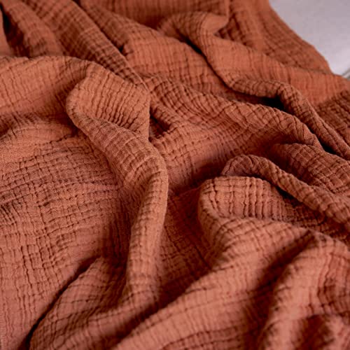 Peshtemania Premium Gauze Muslin Terracotta Throw Blanket For Adults 4-Layers Tassel Farmhouse 100% Cotton Summer Throw Blanket For Bed Couch Sofa, Ultra Soft & Lightweight |40"X70"| #TOP17