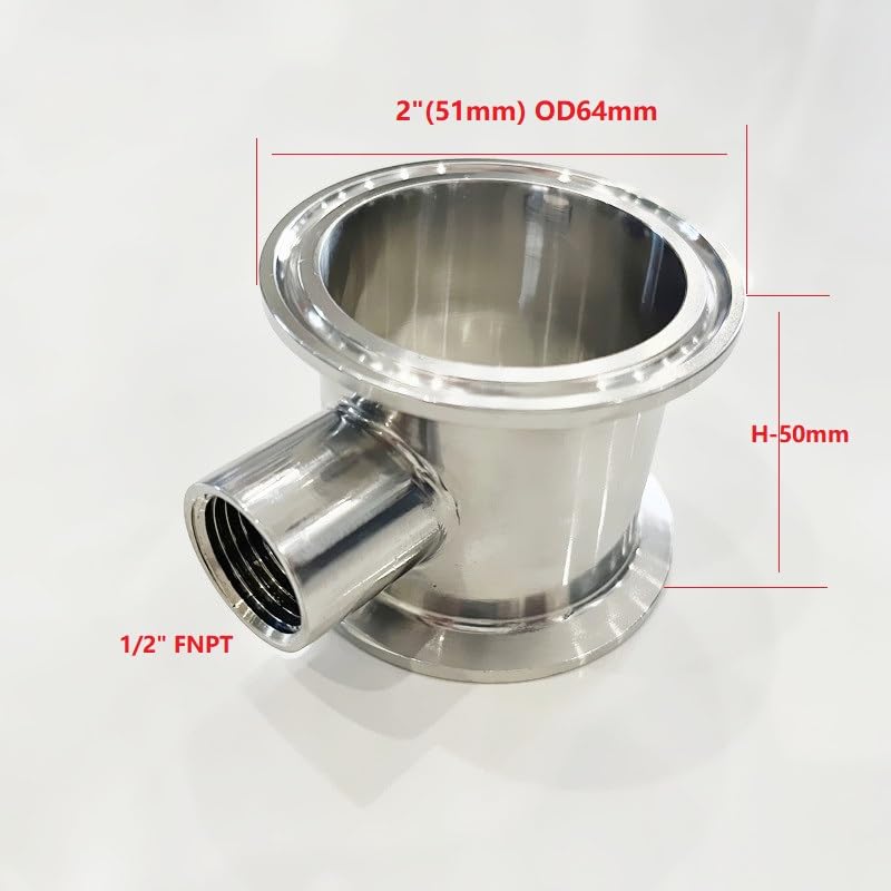 2"(51mm) OD64mm Tri-clamp Reflux Column With 1/2" FNPT For Home,Height 2"(50mm),Thickness 2mm,Stainless Steel 304