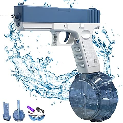Elektrische Wasserpistole für Erwachsene Kinder, Bis zu 32 FT Reichweite Automatische Wasserpistole Große Kapazität Wassersprüher Sommer Pool Strand Party Spielzeug (Blau) Cover