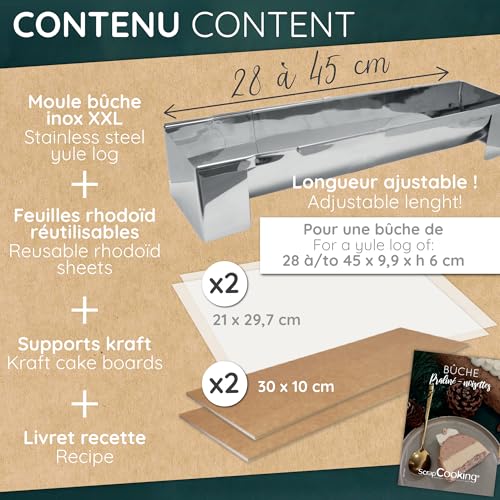 Moule bûche inox extensible ScrapCooking pour grand Noël