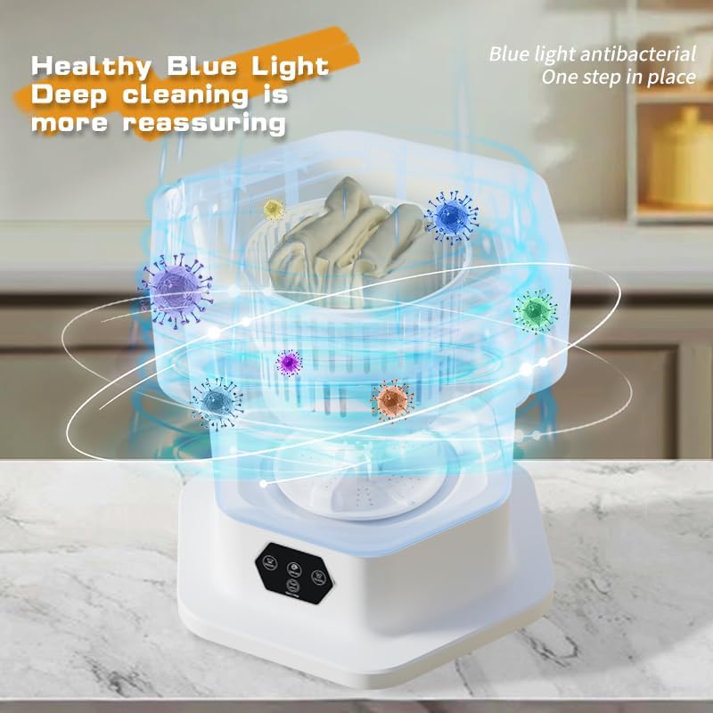 Miniatura 4 de Lavadora portátil de 8 litros, mini lavadora plegable y secadora giratoria con 3 modos, limpieza profunda para ropa interiorropa de bebé, lavandería