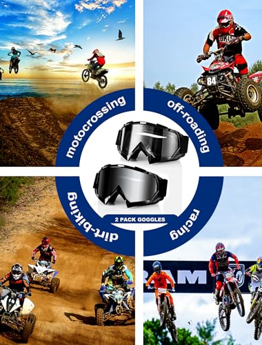 Image of 2Pcs Dirt Bike Goggles Motocross Motorcycle ATV Riding Dustproof Windproof Off Road Racing MX Four Wheeler Goggles