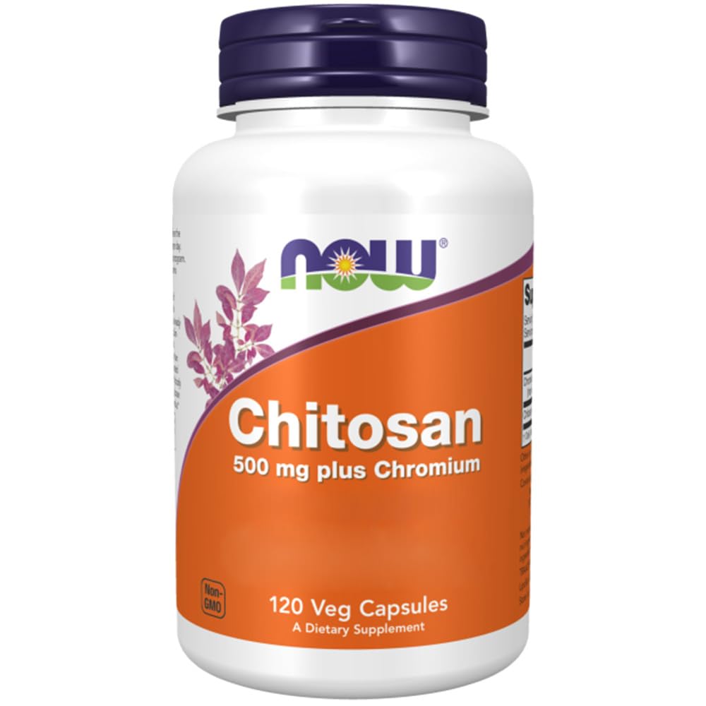 Now Foods, Chitosan, 500mg, mit Chrom, 120 Kapseln, Laborgeprüft, Sojafrei, Glutenfrei, Ohne Gentechnik