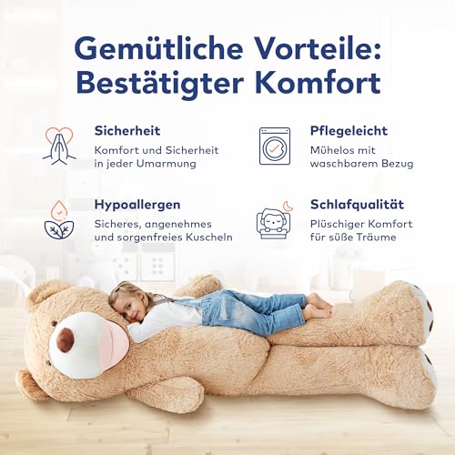 MKS Riesen Teddybär XXL Kuschelbär 160 cm groß Plüschbär - Original Teddy Bär Braun (160 cm)