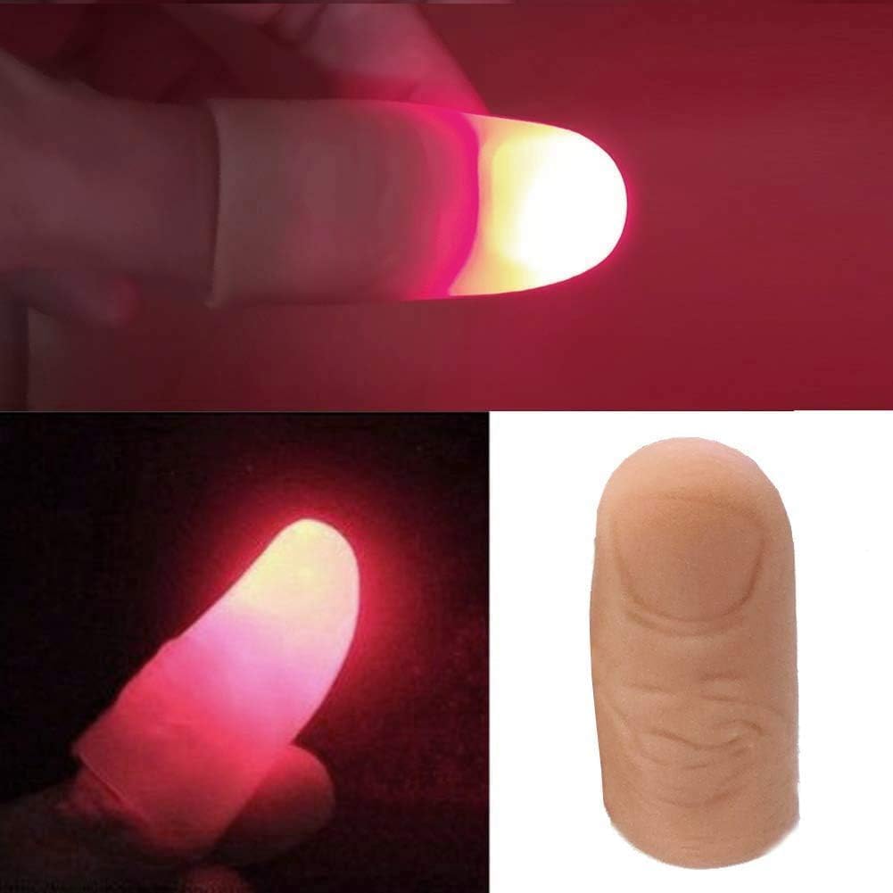 2 pz Giallo Luce Magica Dito Luminoso Punte Pollice LED Lampada Pollice Luce Partito Trucco Palco Magia Puntelli Strumento Per Giocattoli Divertenti Kit Magici