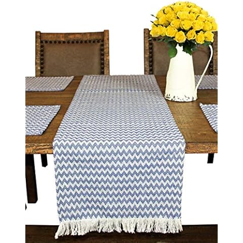 Table Runner - Chevron Table Runner - Decorative Table Runner for Dining Table and Coffee Table - Fringe Rustic Large Tablemats - Traditional Vintage Tabletop Cover - Ideal Home Décor Table Runner Cover