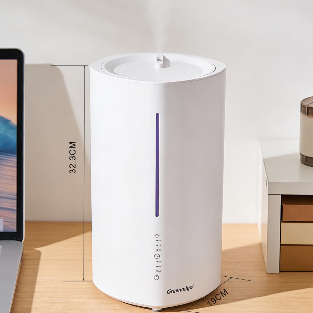 Humidificador 3L para Bebés y plantas,Difusor de Aceites Esenciales,Silencioso <28dB,Apagado Automático sin Agua,Temporizador,Luz de Noche,Blanco,para Dormitorios Oficina