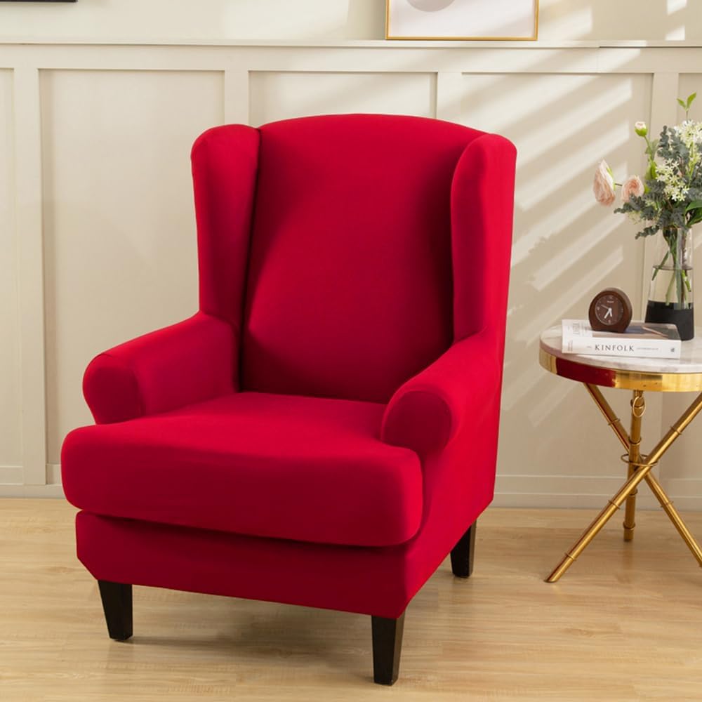 Morbuy Wingback Chair Covers, 2 Piece Wingback Chair Slipcover, Stretch Wingback