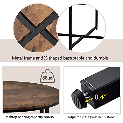 Merax Rustic Design Round Coffee Table Featuring X-Shaped Base And Adjustable Leg Pads For Living Room, (Φ 35.4 In), Brown #TOP2