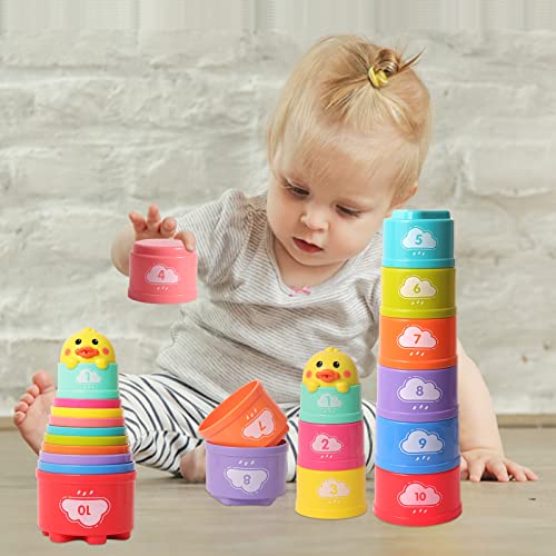 Baby Toys Bath Toy And Stacking Toys,2 In 1 Stacking Cups For Infant Montessori Sensory Set,Multicolor Baby Water Pool Toys For Boys And Girls To Differentiate Sizes And Study Numbers #TOP4