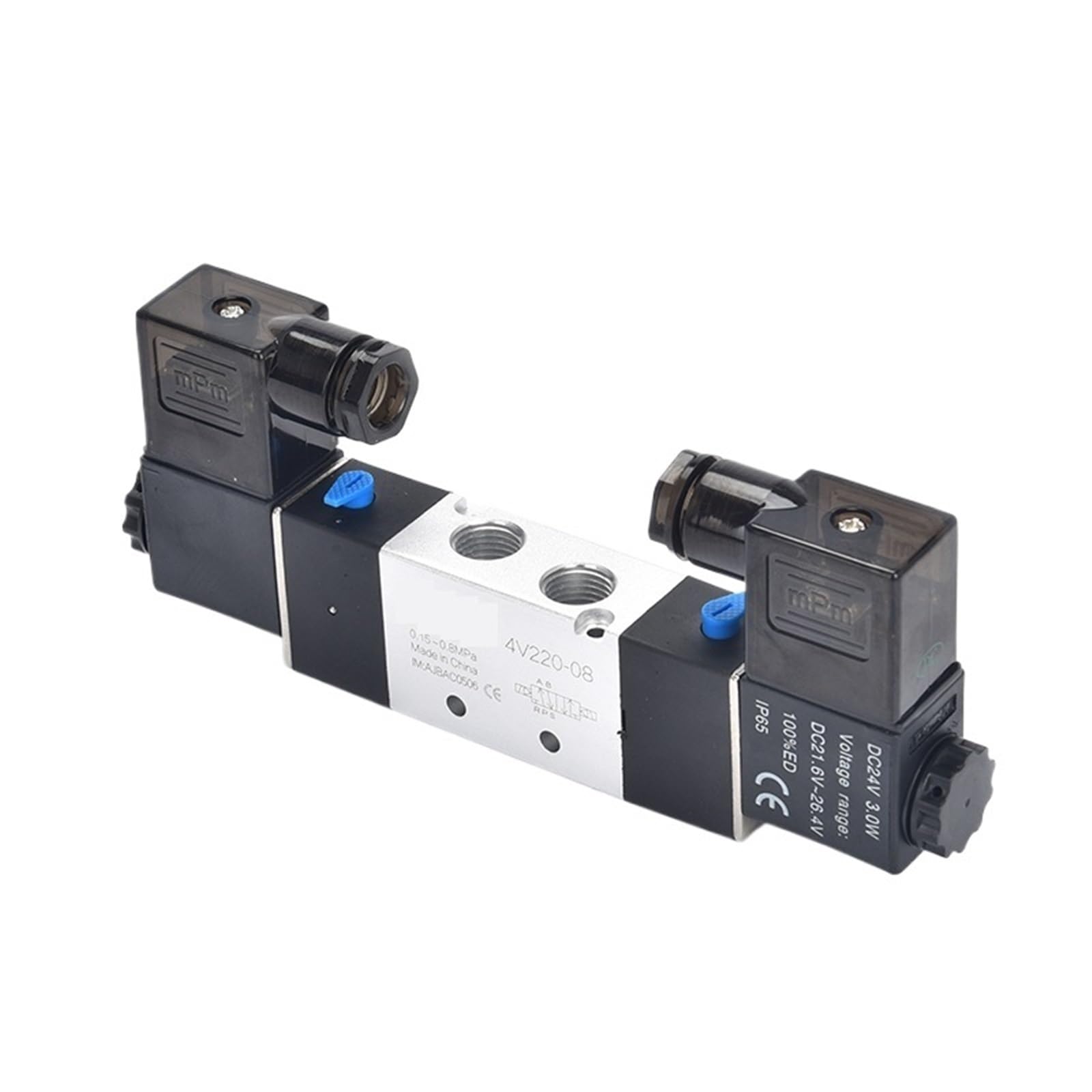 Magnetventil, 220 V, pneumatisch, 4V220-08, Luft, 5-Wege, 2 Positionen, 6,35 mm Spule, Legierung, intern, DC 12 V, elektrisch, 24 V Wechselstrom, 110 V (B 6 mm Armaturen, DC 24 V)