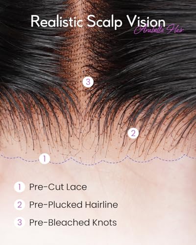 Image of Arabella Hair 5x6 Glueless Wigs Human Hair and Chestnut Brown ombre in Hair Extensions Pre Plucked Pre Cut 12A Glueless Wigs Human Hair Pre Plucked Bleached Knots Straight Wig 16inch