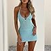 Women's Halter Bodycon Mini Dress Sleeveless Tie Backless Hollow Out Corset Knit Wrap Beach Dress Summer 2025 (Halter Sky Blue, L)