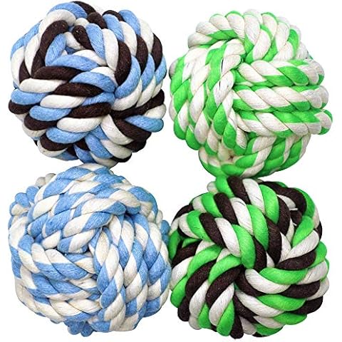 Otterly Pets Dog Toys for Medium Breed Dogs Rope Dog Ball Aggressive Chewers Cotton Balls Outdoor and Indoor Play (4-Pack) Cover