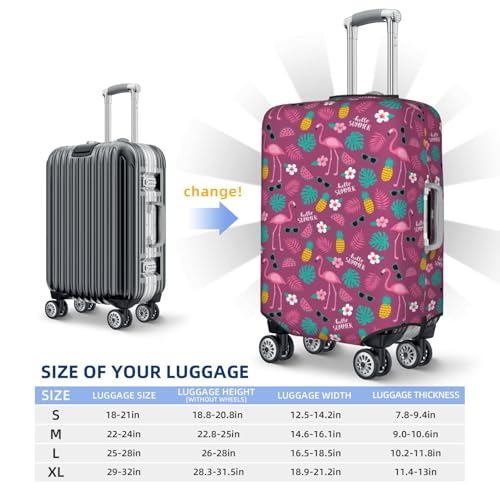 Summer Flamingo Print Luggage Cover For Suitcase,Washable Elastic Travel Suitcase Protector With Zipper Closure And Bottom Buckle – Fits 18-32" Luggage-Medium4